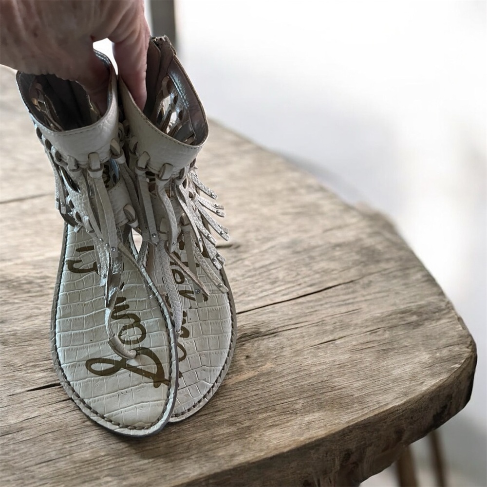 Sam Edelman White Fringe Sandals